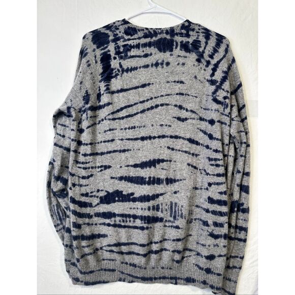 Aqua tie-dye navy and grey crewneck 100% cashmere sweater size Large - Picture 6 of 6